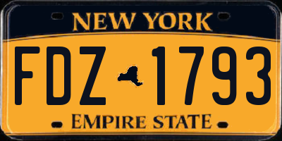 NY license plate FDZ1793