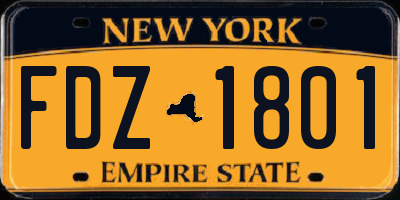 NY license plate FDZ1801