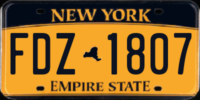 NY license plate FDZ1807