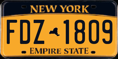 NY license plate FDZ1809