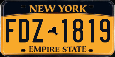 NY license plate FDZ1819