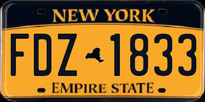 NY license plate FDZ1833