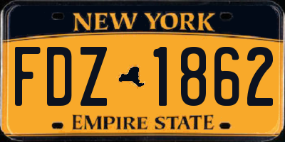 NY license plate FDZ1862