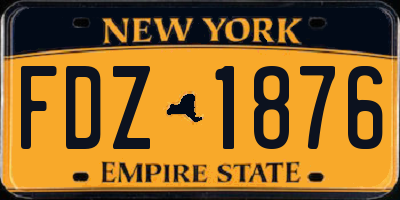 NY license plate FDZ1876