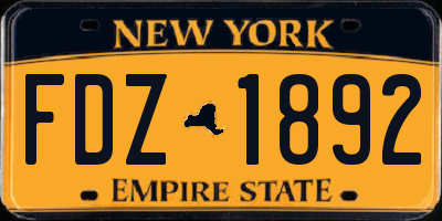 NY license plate FDZ1892