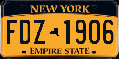 NY license plate FDZ1906