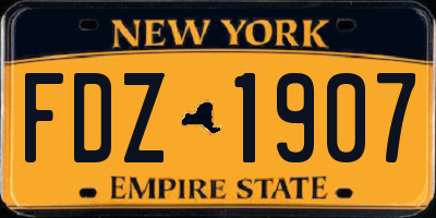 NY license plate FDZ1907