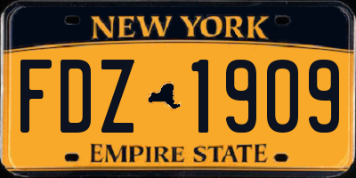 NY license plate FDZ1909