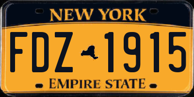 NY license plate FDZ1915