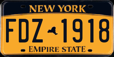 NY license plate FDZ1918
