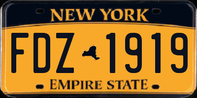 NY license plate FDZ1919