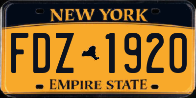 NY license plate FDZ1920