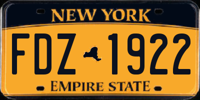 NY license plate FDZ1922