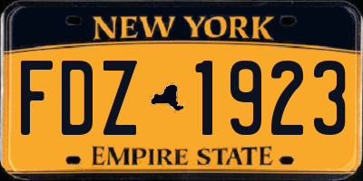 NY license plate FDZ1923