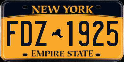 NY license plate FDZ1925