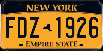 NY license plate FDZ1926