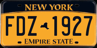 NY license plate FDZ1927