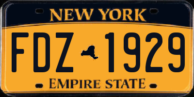 NY license plate FDZ1929