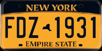 NY license plate FDZ1931