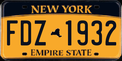 NY license plate FDZ1932