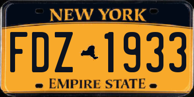 NY license plate FDZ1933