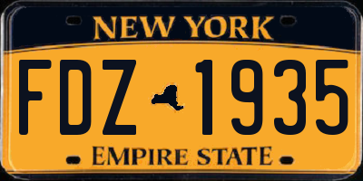 NY license plate FDZ1935
