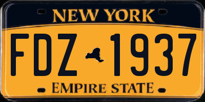 NY license plate FDZ1937