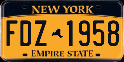 NY license plate FDZ1958