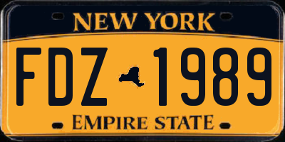 NY license plate FDZ1989