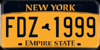NY license plate FDZ1999