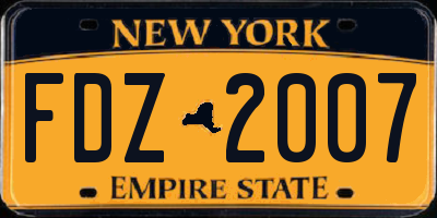NY license plate FDZ2007