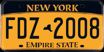 NY license plate FDZ2008