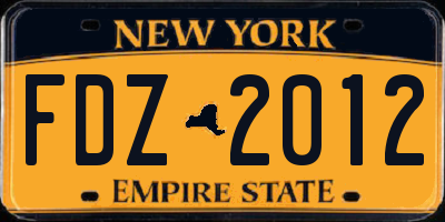 NY license plate FDZ2012