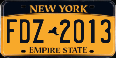NY license plate FDZ2013