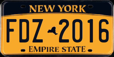NY license plate FDZ2016