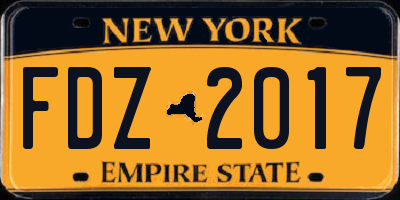 NY license plate FDZ2017