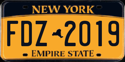 NY license plate FDZ2019