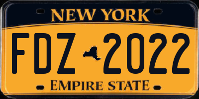 NY license plate FDZ2022