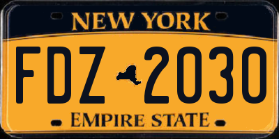 NY license plate FDZ2030