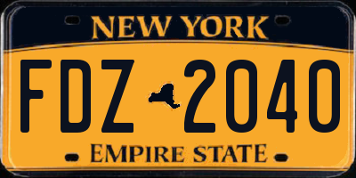 NY license plate FDZ2040