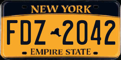 NY license plate FDZ2042