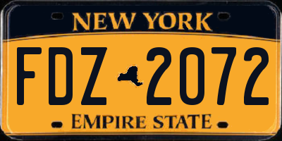 NY license plate FDZ2072