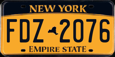 NY license plate FDZ2076