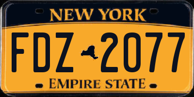 NY license plate FDZ2077