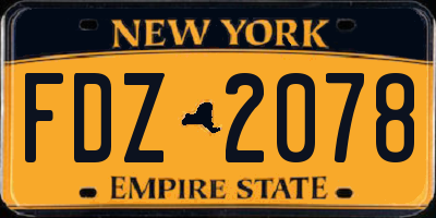 NY license plate FDZ2078