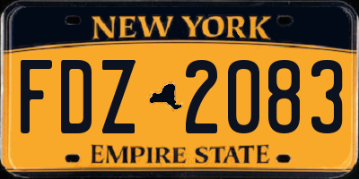NY license plate FDZ2083