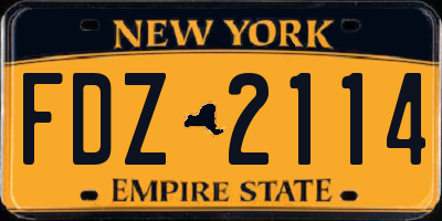 NY license plate FDZ2114