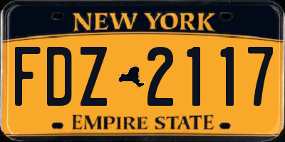 NY license plate FDZ2117