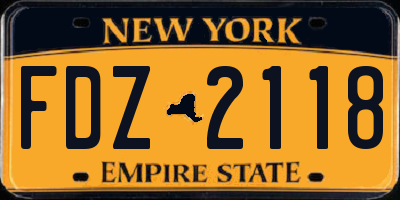 NY license plate FDZ2118