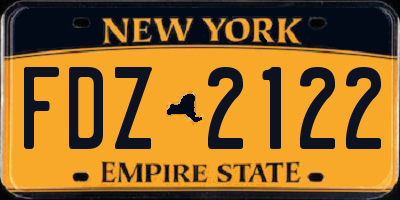 NY license plate FDZ2122